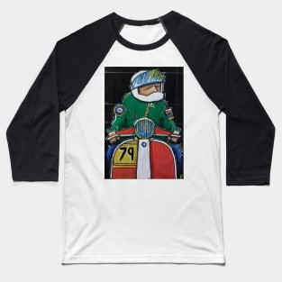 Retro Scooter, Classic Scooter, Scooterist, Scootering, Scooter Rider, Mod Art Baseball T-Shirt